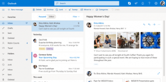 Microsoft Outlook interface