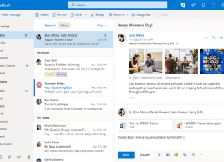Microsoft Outlook interface
