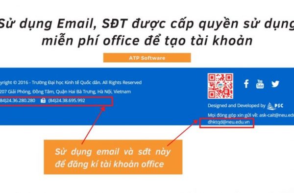 Sử dụng email và sđt để đăng kí tài khoản office