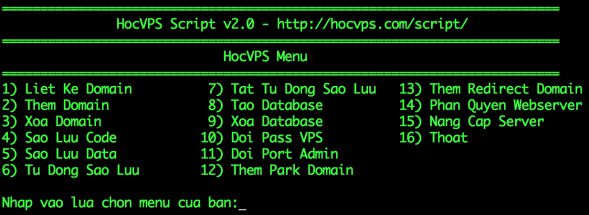 HocVPS Script – hướng dẫn cài đặt chi tiết công cụ quản lý server HocVPS Script