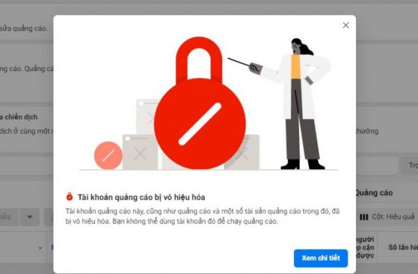 dấu hiệu tài khoản quảng cáo bị vô hiệu hóa